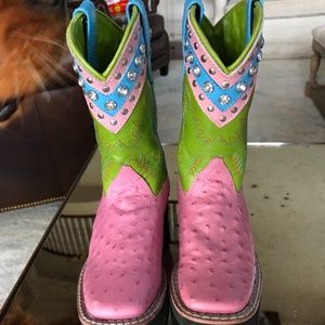 Toddler 10, Girls Leather Cowgirl Boots